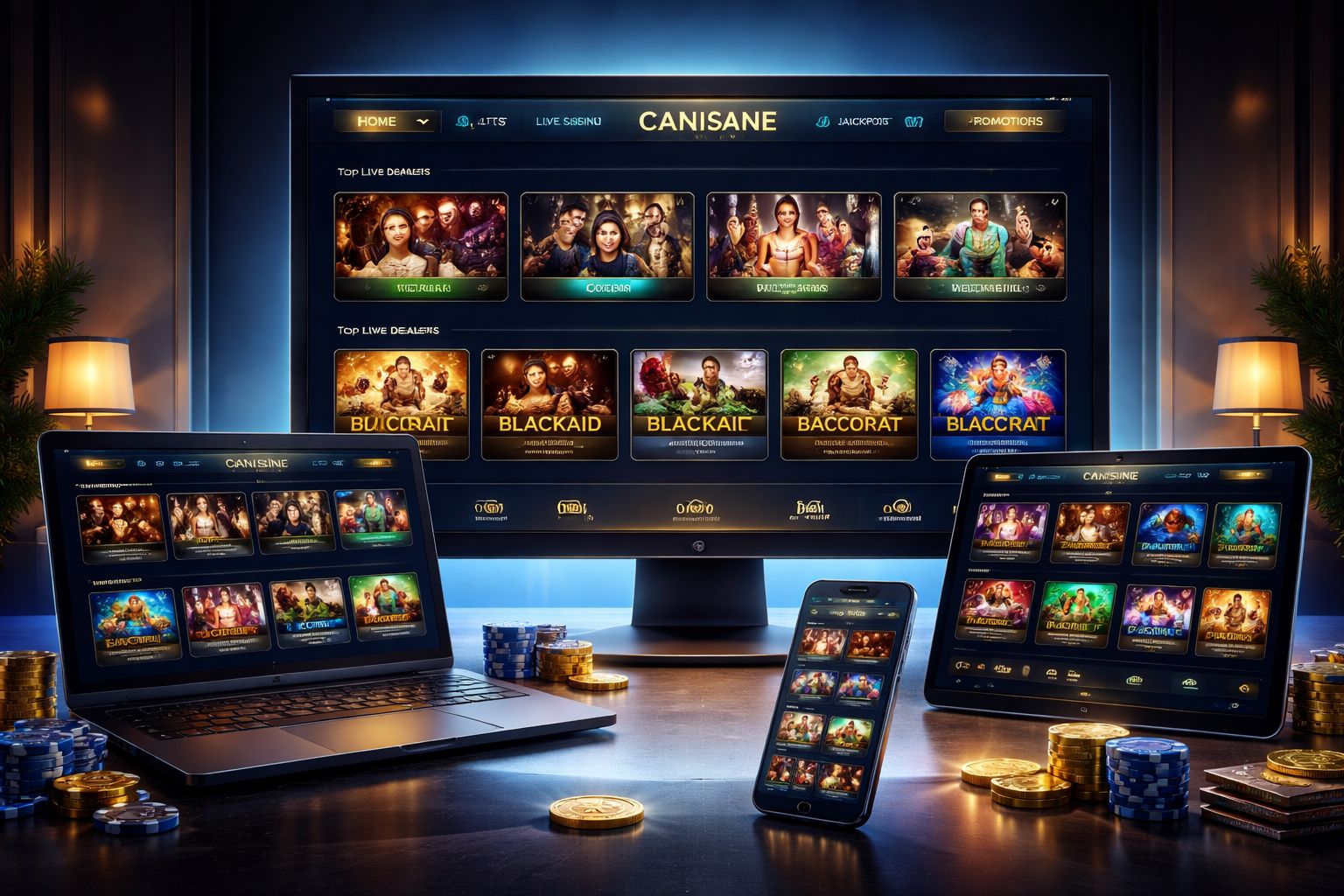 Stylish online casino dashboard with live dealer tables and slot categories arranged for easy browsing in Bangladesh