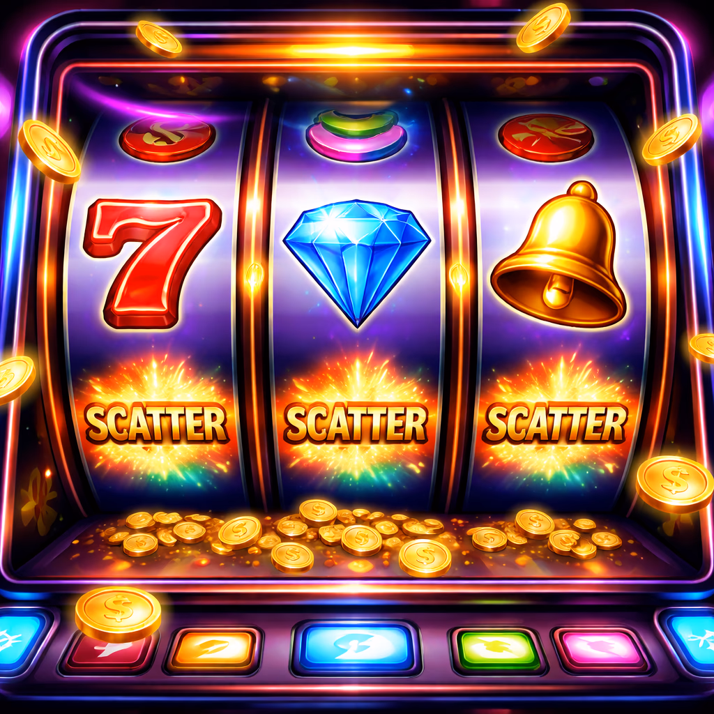 Close-up slot interface with luminous symbols, coins, and polished reel graphics for 35BD players in Bangladesh