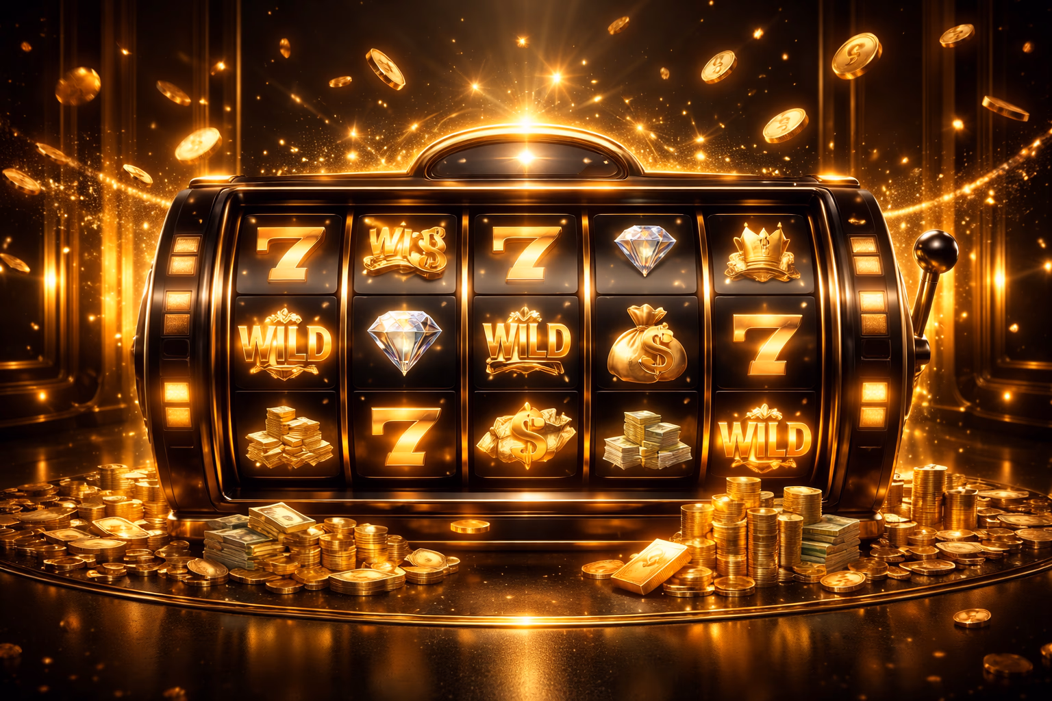 Premium digital slot display with gold accents, animated reels, and a luxurious gaming mood tailored for Bangladesh users